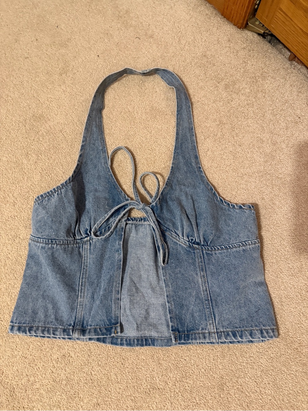 Women’s Denim Halter Crop Top - Blue